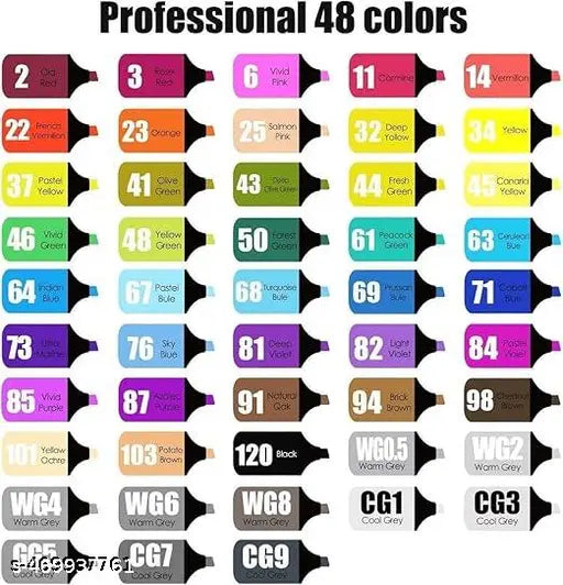 Art Markers for Painting Sketching Calligraphy Drawing - Permanent Colouring Marker Pens 50pcs - Springkart
