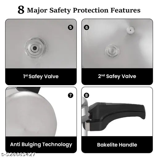 Set of 2|Silver 2 L, 3 L Outer Lid Pressure Cooker (Aluminium)