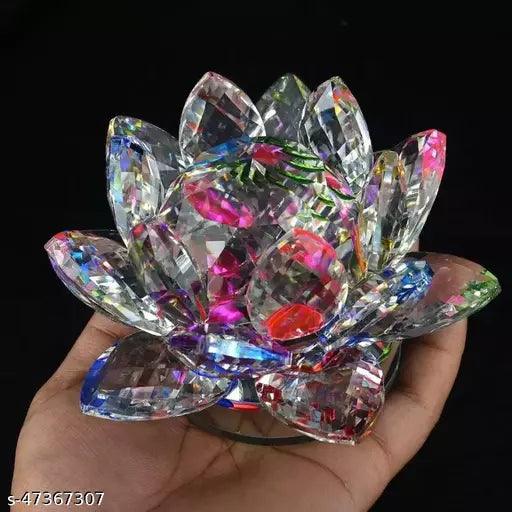Feng Shui Transparent Crystal Lotus for Positive Energy A Gift Item for Good Luck & Prosperity (Color : Multi) - Springkart