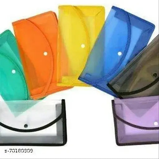 Flexi Button Bag Cheque Book Holder/Document Holder/Passbook Holder 6 INCH X 10 INCH (Pack of 5) - Multicolour - Springkart