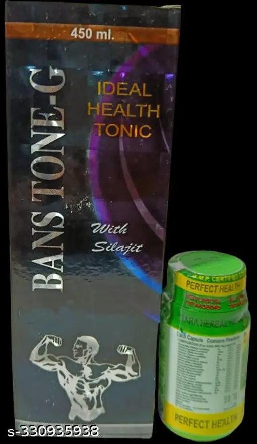 PERFECT HEALTH CAPSULE & BANSTONE G BODY GROW TONIC COMBO PACK OF 2|{450 ML,50 CAPSULE} - Springkart