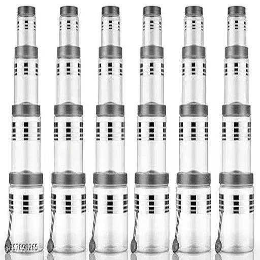 Plastic Airtight Heavy Quality Printed Design Container Set Kitchen Storage with Spoons, Kitchen Dabba Set, Grocery Box with Different Capacities (grey, Set of 24)(1200, 650, 350,250 ML) - Springkart