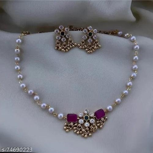 jewellery,choker,necklace,jewellery set,indian wedding jewellery set,Maangalyam/Murukku,south,indian,maharastrian,highquality set for women girls - Springkart