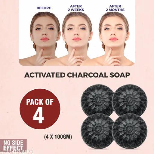 Cleaning & Exfoliating Activated Charcoal Soap For Men & Women pack of 4 - Springkart