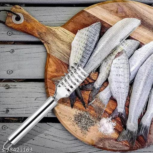 2PCS Staineless Steel Living Fish Scale Shaver Fish Scale Scraper for Fast Cleaning Fish Skin - Springkart