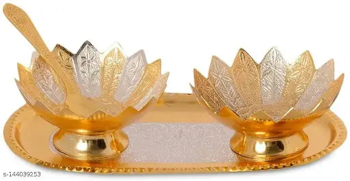 GOLD PLATED FLORAL SHAPE BOWL SET Diwali GIFT!!! - Springkart