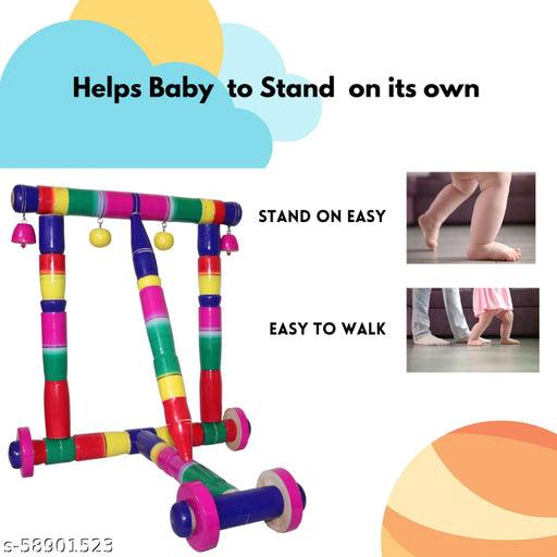 TRADITIONAL BABY WOODEN COLOR WALKER , FIRST STEP ACTIVITY WALKER , BABY STROLLER - Springkart