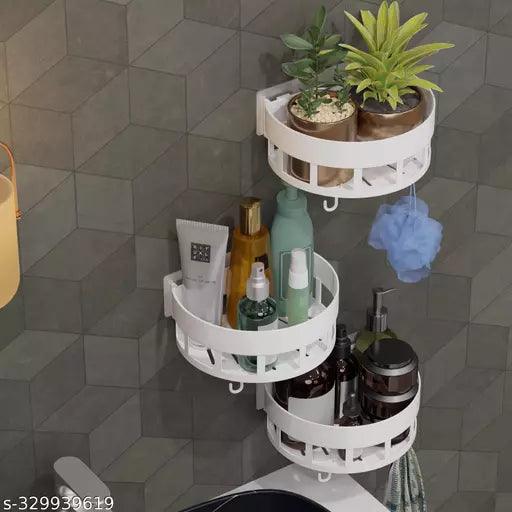 Multipurpose Kitchen Wall Holder Storage Rack Round Shape Shelves For Home Kitchen Bathroom Decor Item - Springkart