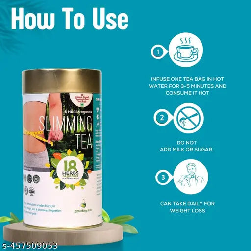 18 Herbs Organics Health with Herbs Slimming Tea Bags - Natural Herbal Detox Tea Bags - Get Slim And Fit - Improves Digestion - 40 Organic Infusion Tea Bags - Pack Of 2, 80 Bags
