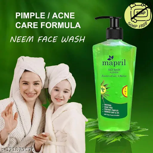 Neem & Aloe vera Skin Lightening & Tan Removal Face Wash for Soft Smooth Healthy Hydrating Skin,,(250ml Each, Pack of 2) - Springkart