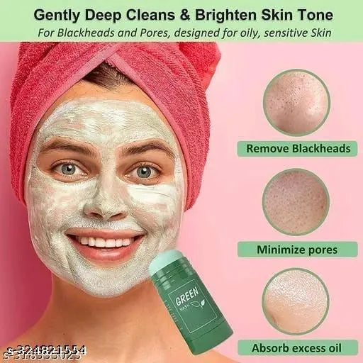 Green Tea Cleansing Mask Stick For Face | Blackheads Whiteheads Oil Control & Anti-Acne | (Pack of 2) - Springkart