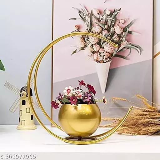 Moon Shape Vase Gold Metal Moon Shape Flower Pot - Springkart