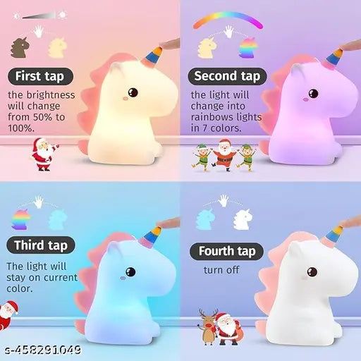 Unicone Night Light Rechargeable Led Lamp with 7-Color Breathing Modes - Springkart