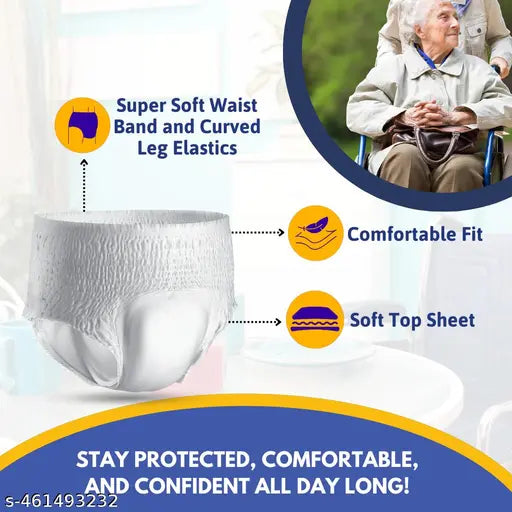 TIDY Pants Style Super Absorbent and Leak Proof | Unisex | Waist Size (24"-44" Inches) Adult Diaper - M (100 Pieces) |Loose Pack - Springkart