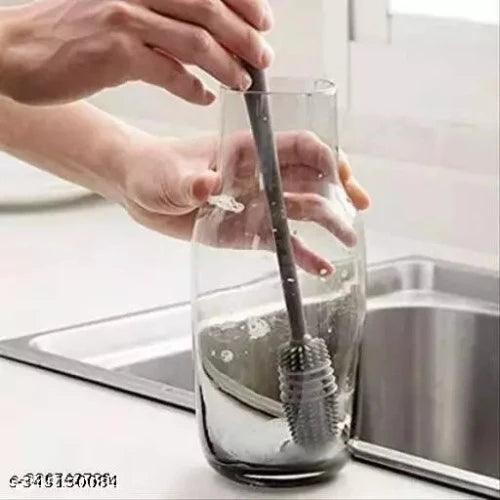 Spinfluencs Silicone Bottle Cup Test Tube Cleaning Soft Silicone Brush with Long Handle Glass Pipe Home Cleaner Multipurpose Used for Glasses | Bottles | Baby Bottles | Wine Glasses ETC - Springkart