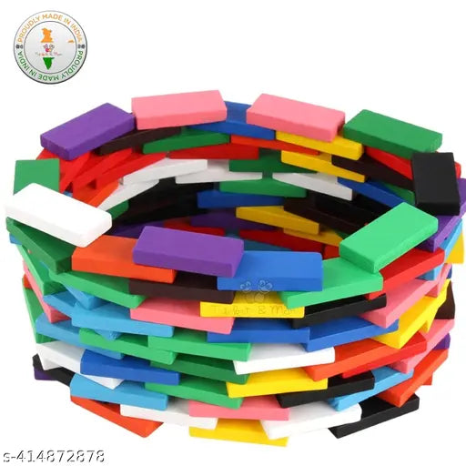 A 60 PCS Color plastic Dominos Blocks Set, Kids Game Educational Play Toy, Domino Racing Toy Game (Multicolor) - Springkart