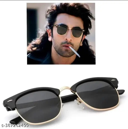 Men Black Metal & Plastic Clubmaster , UV Protected Thug Life Sunglasses (Pack of 1) - Springkart