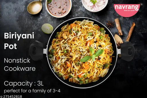 Navrang Nonstick Stewpan 200 With Glass Lid,Purple Color,2.5ltr Capacity