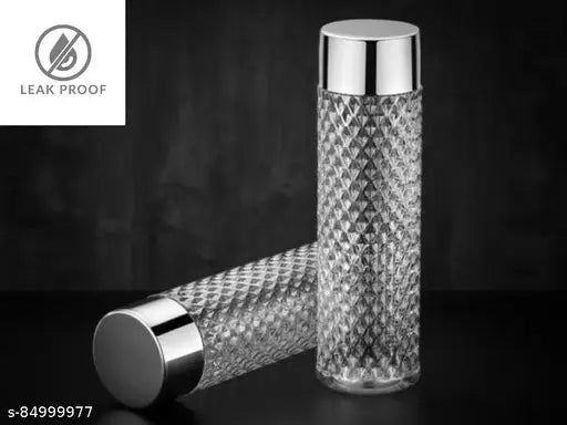 Round Diamond Steel Cap Transparent 6PCS Premium Water Fridge Bottles (Set Of 6) 1000ml Bottle 1000 ml Bottle