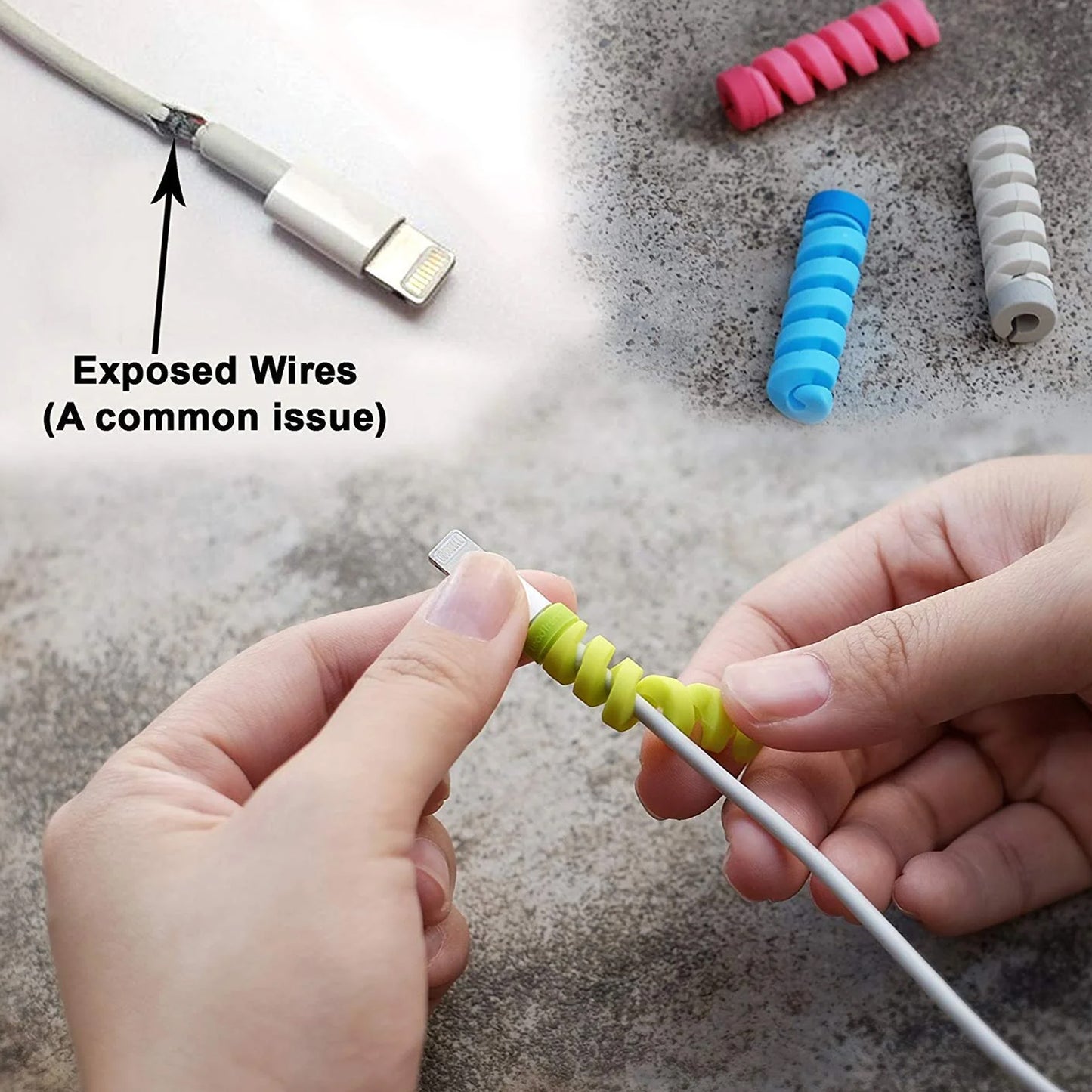 12722 Spiral Charger Cable Protector Data Cable Saver Charging Cords Protective For All Universal Earphone Cable Cover (Pack Of 10) - Springkart