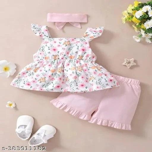Toddler Girls Floral Print Bow Front Top With Shorts - Springkart