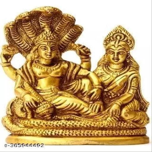 Lakshmi Narayan Murti Idol Statue - Divine Lord Vishnu and Goddess Laxmi in Sculpture - 3.1 Inch, Gold - Springkart