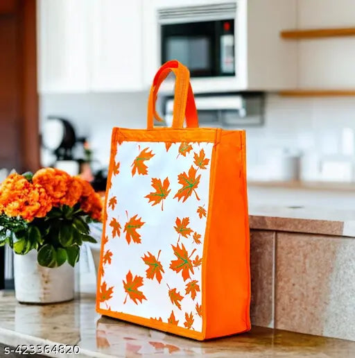 Autumn theme Reusable Grocery Shopping Bag With Handle|Goodies Bag Pack of 20 Grocery Bags (White) - Springkart