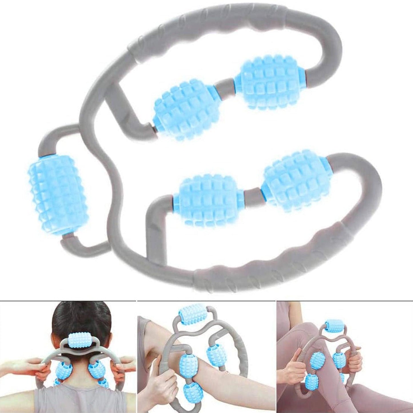 0265 Muscle Massage Roller 5 Wheels Relieve Soreness Leg Muscle Roller Fitness Roller Muscle Relaxer Massage Roller Ring Clip All Round Massaging Uniform Force Elastic Pp Drop Shaped For Home Use (1 Pc) - Springkart