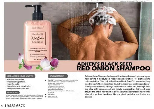 Adken Black Seed Oil Red Onion Shampoo For Hair Growth Shiny Hair Frizzy Hair Also Dandruff