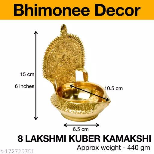 8 LAKSHMI KUBER KAMAKSHI Diya - kuber lamp - 99.9% Pure Brass - Springkart