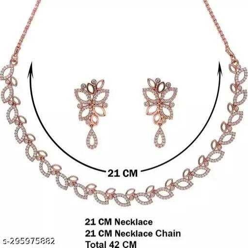 Pearl Jewellery Rose Gold Diamond Choker necklace For Women and Girls - Springkart