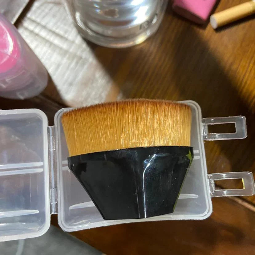 Foundation Makeup Brush Flat Top Hexagon Face Blush Liquid Powder Foundation Brush for Blending Liquid (Black) (Pack of 1) - Springkart