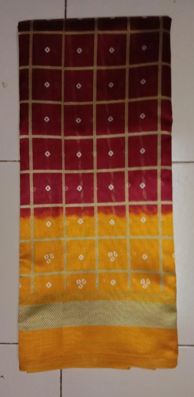Trendy Mysore Silk Checks With Printed Saree - Springkart