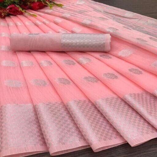 Beautiful Woven Cotton Linen Saree - Springkart