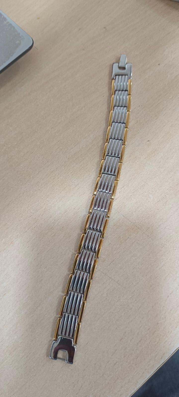 Ultra Strength Magnetic Therapy Bio Bracelet for Boys & Men (Silver & Gold) - Springkart