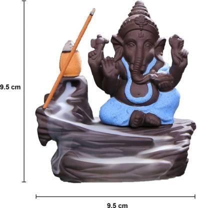 Handcrafted Meditation Monk Ganesha Smoke Backflow Cone Incense holder - Springkart