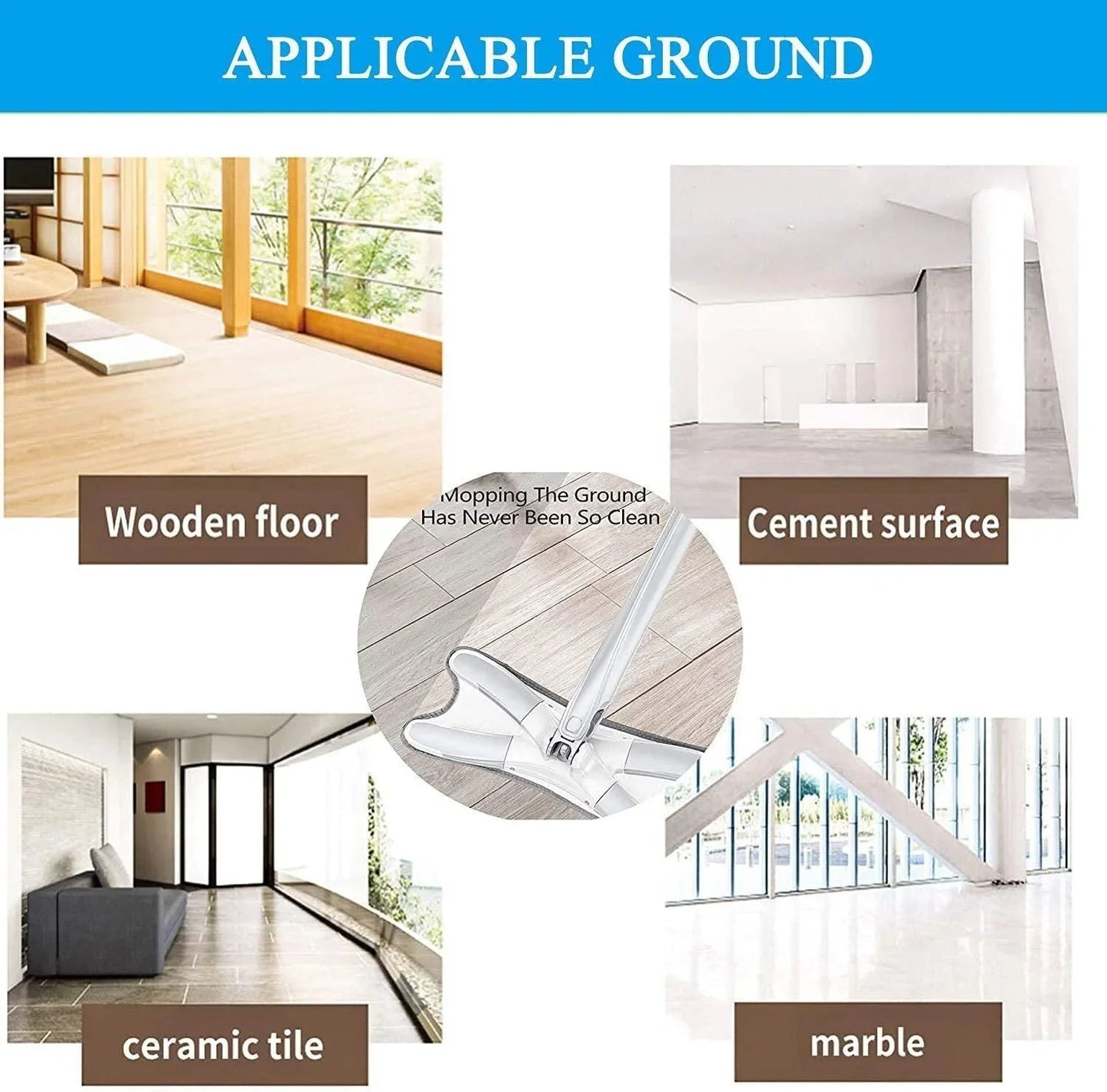 Cleaning Mop-Flat Floor Mop, Reusable Pad, 360 Degree Dry Wet Mop Home Kitchen - Springkart