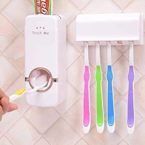 Toothpaste Dispenser and 5 Hole Dust-Proof Wall Mounted Toothbrush Holder - Springkart