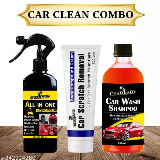 Chamkalo car clean combo with liquid polish, car scratch remover, and car wash shampoo, Springkart.
