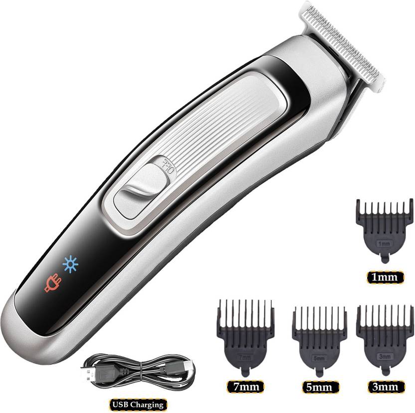 qamanta AT-505 Hair Trimmers Electric_Shavers Clippers Professional Cutting_Machine Fully Waterproof Trimmer 90 min Runtime 4 Length Settings (Silver, Black)