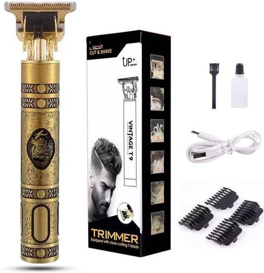 GETTRADE T9 Vintage USB Rechargeable Cordless Electric Beard Trimmer Hair Clippers G94 Trimmer 60 min Runtime 4 Length Settings (Gold)