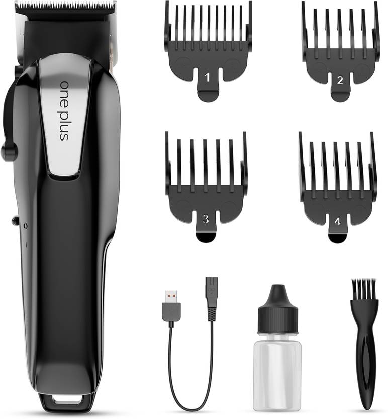 One Plus OP 8083 Cordless Professional Hair Clipper Dual LED Titanium coated blade Trimmer 150 min Runtime 4 Length Settings (Black)