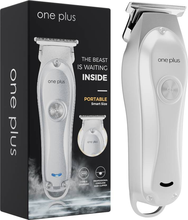 One Plus OP 118 Cordless Professional Small Size Clipper,waterproof With Turbo Mode Hair Trimmer 90 min Runtime 4 Length Settings (Silver)
