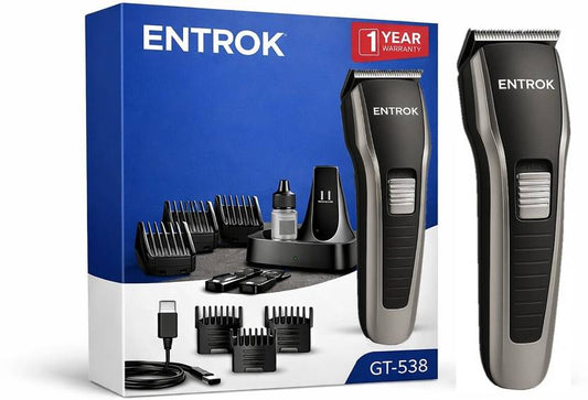 ENTROK GT-538 PRO Trimmer 90 min Runtime 9 Length Settings (Black, Silver)