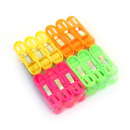 Cloth Drying Non-Slip Light Plastic Clips (Multicolour) (Pack of 12) - Springkart 