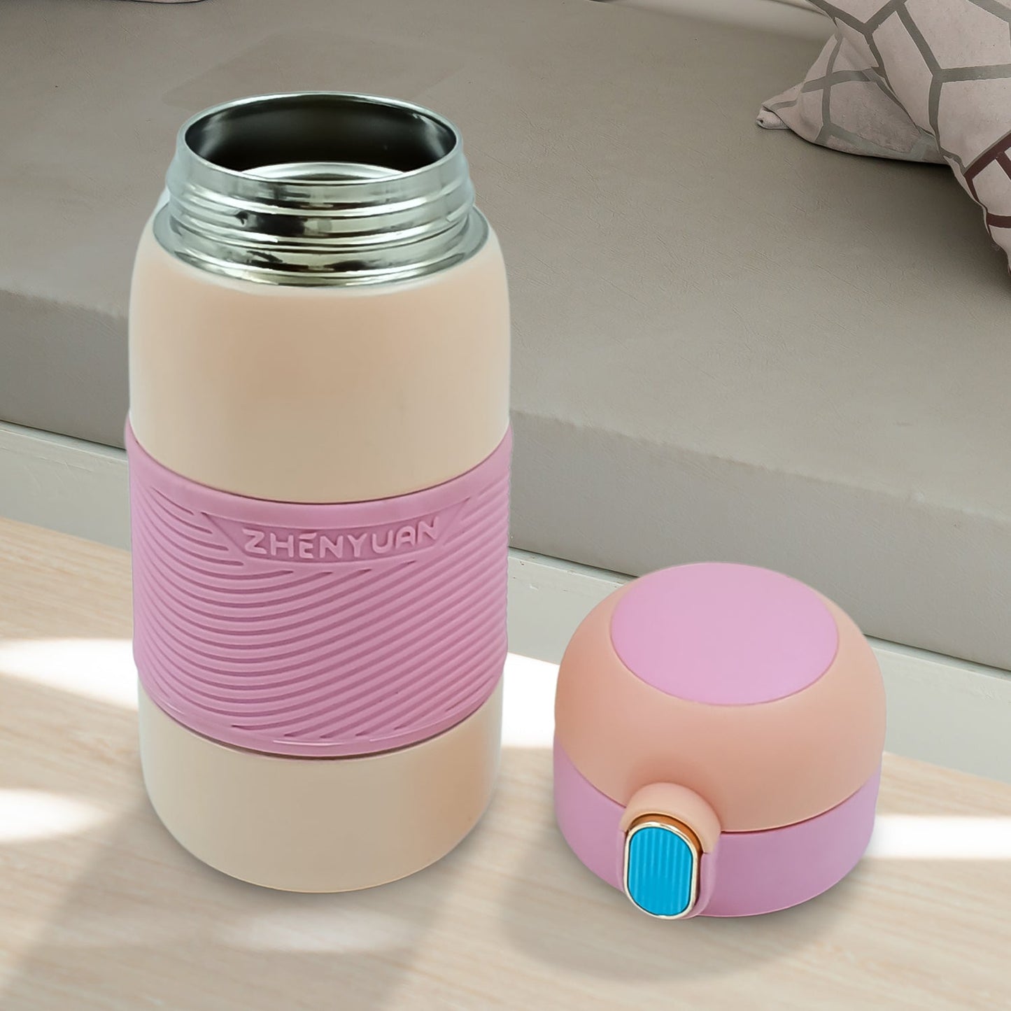 Insulated Stainless Steel Bottle With Rubber Grip (420 ML / Mix Design) - Springkart 