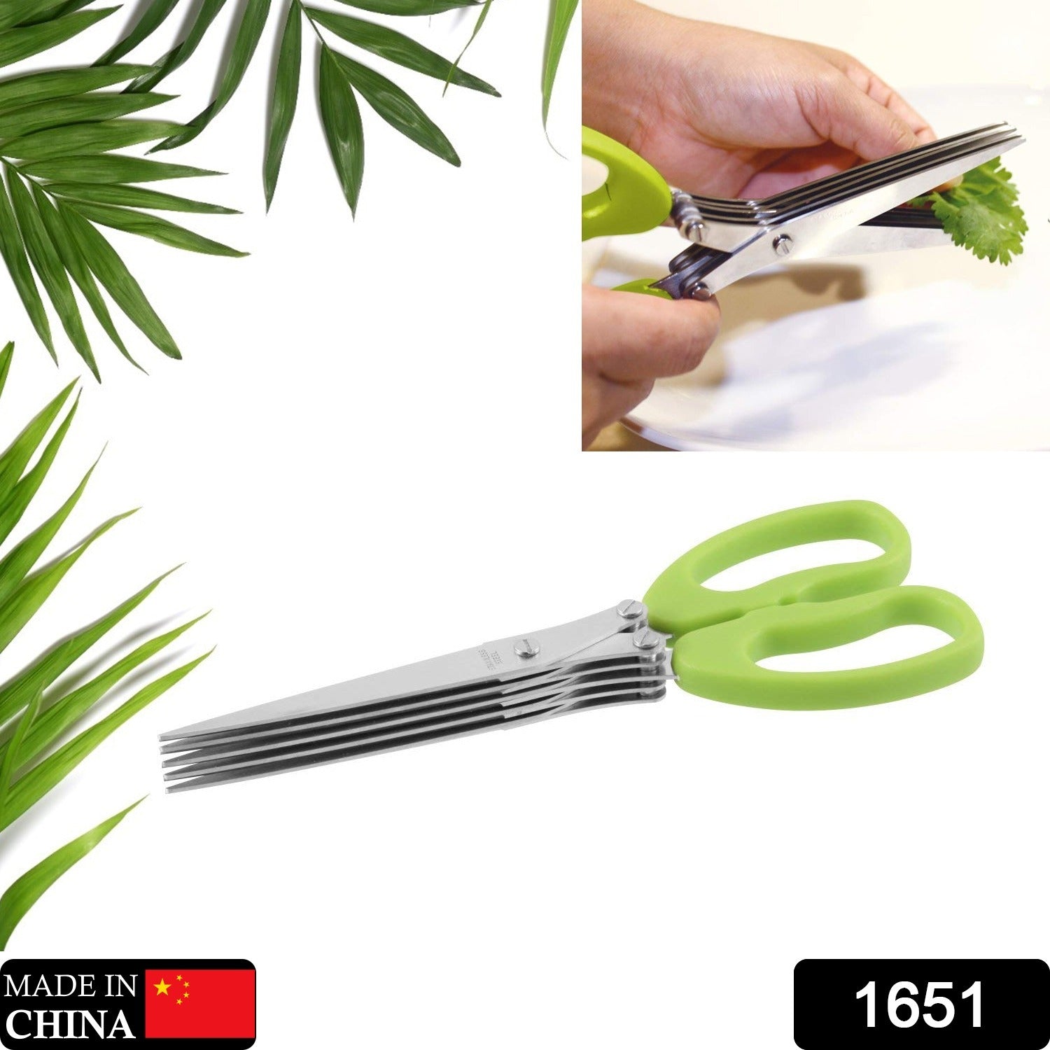 MULTIFUNCTION VEGETABLE STAINLESS STEEL HERBS SCISSOR WITH 5 BLADES - Springkart 