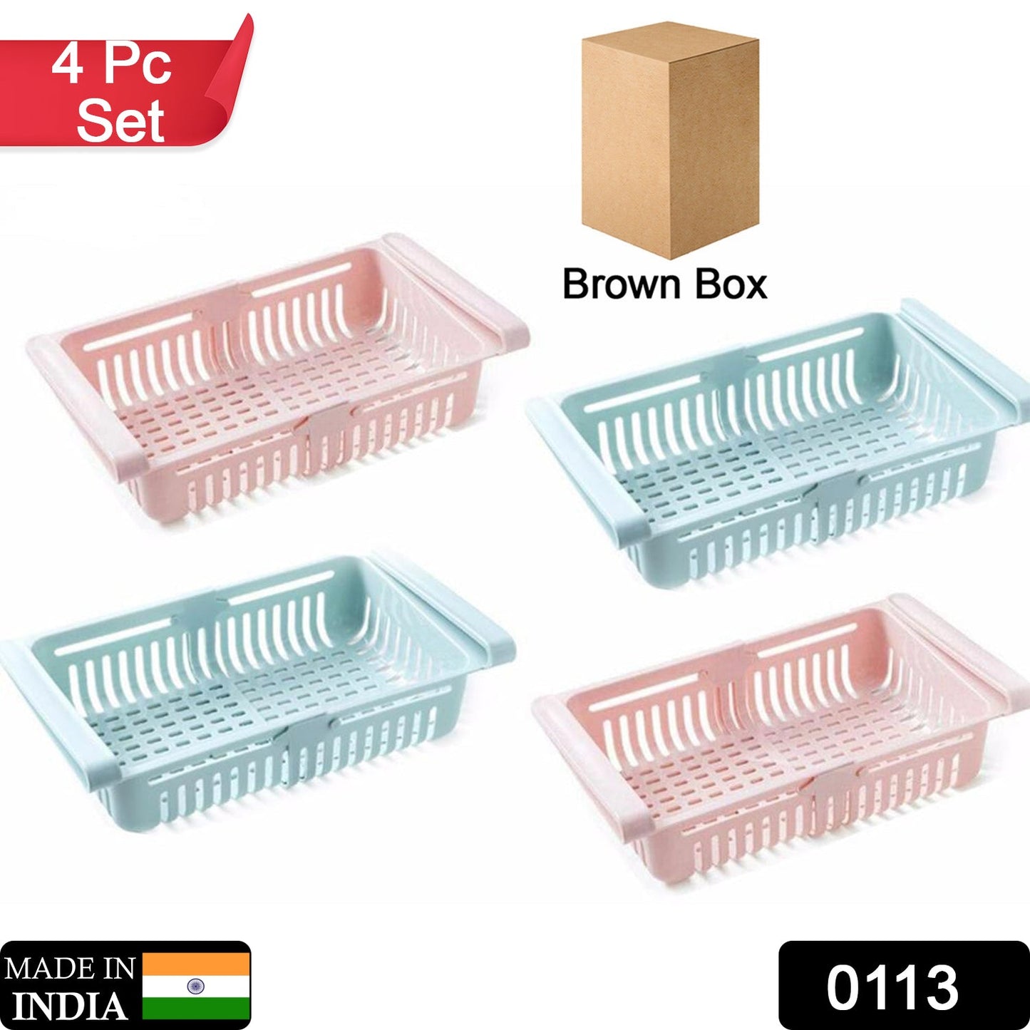 Fridge Organizer Drawer - Adjustable Fridge Storage Basket ( 4pc Set ) - Springkart 