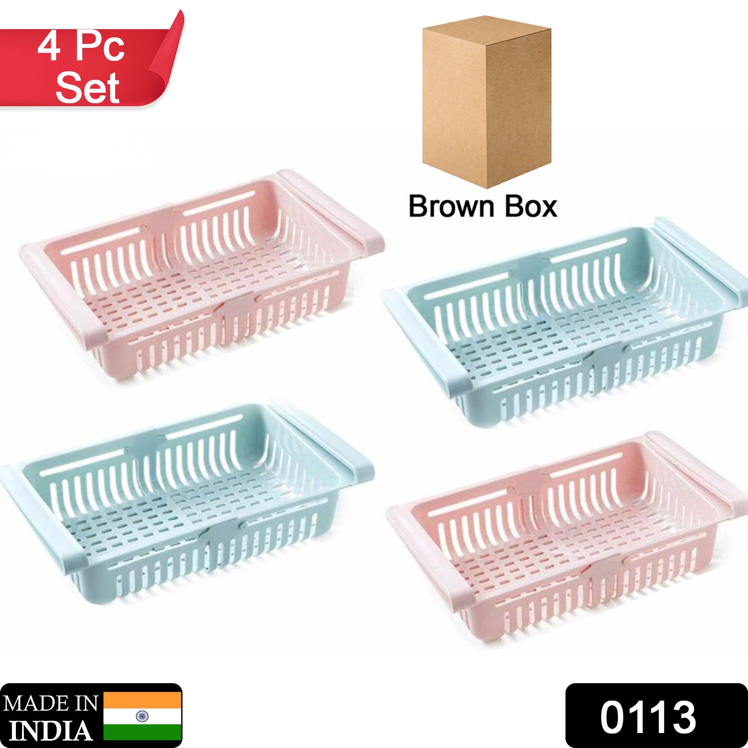 Fridge Organizer Drawer - Adjustable Fridge Storage Basket ( 4pc Set ) - Springkart 