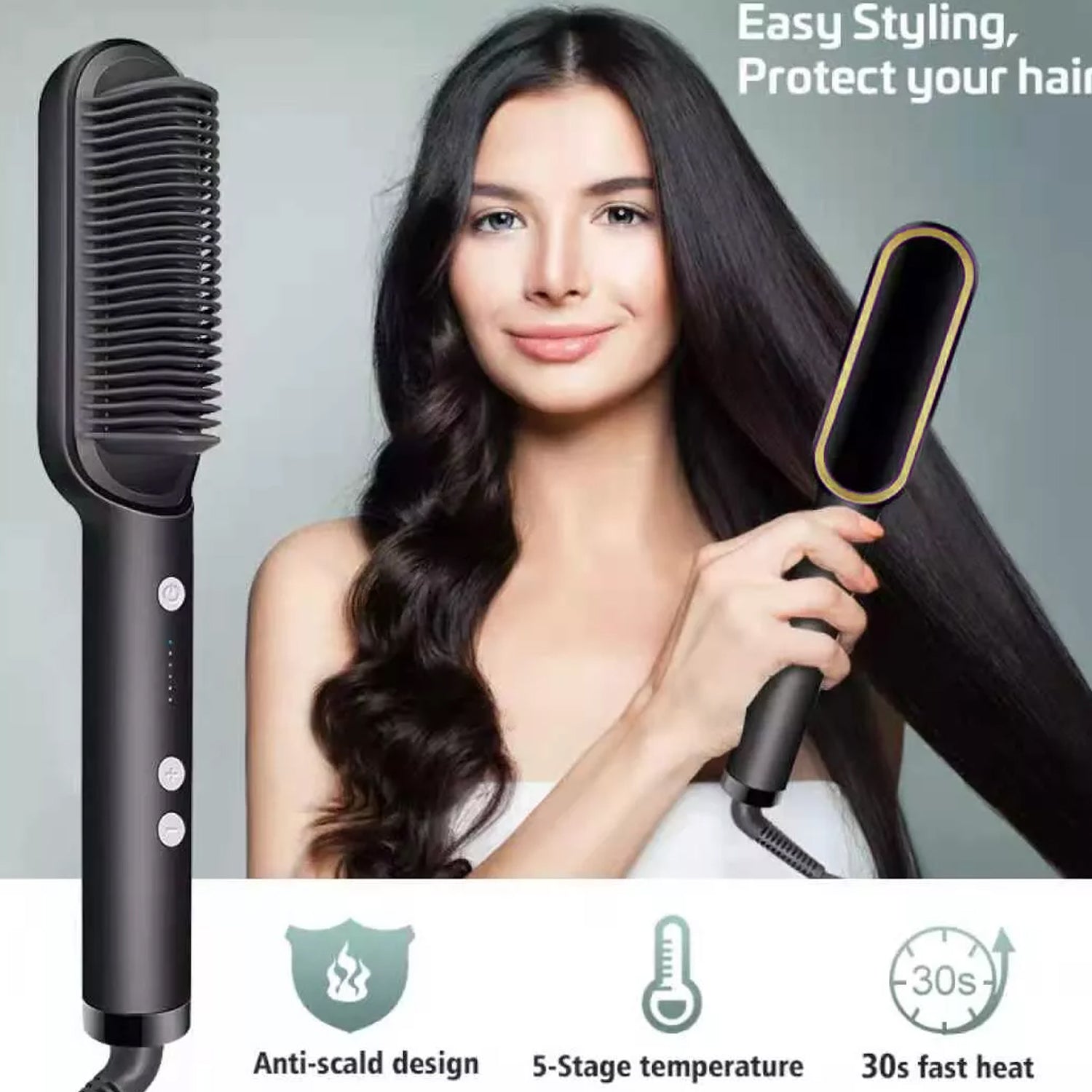 Hqt-909B Hair Straightener Used While Massaging Hair Scalps And Head. - Springkart 